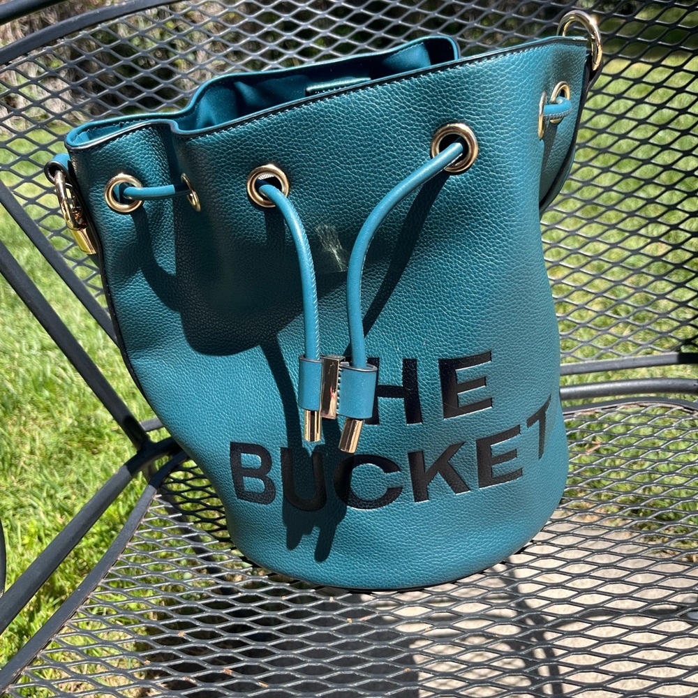 Teal Bucket Bag Drawstring Shoulder Bag